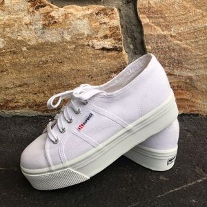 New Superga 2790 White Platform Sneakers. Size 7.5